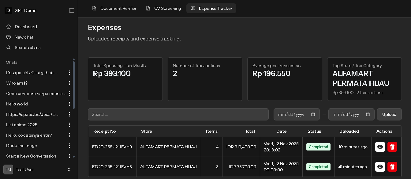 Expense Tracker dashboard preview